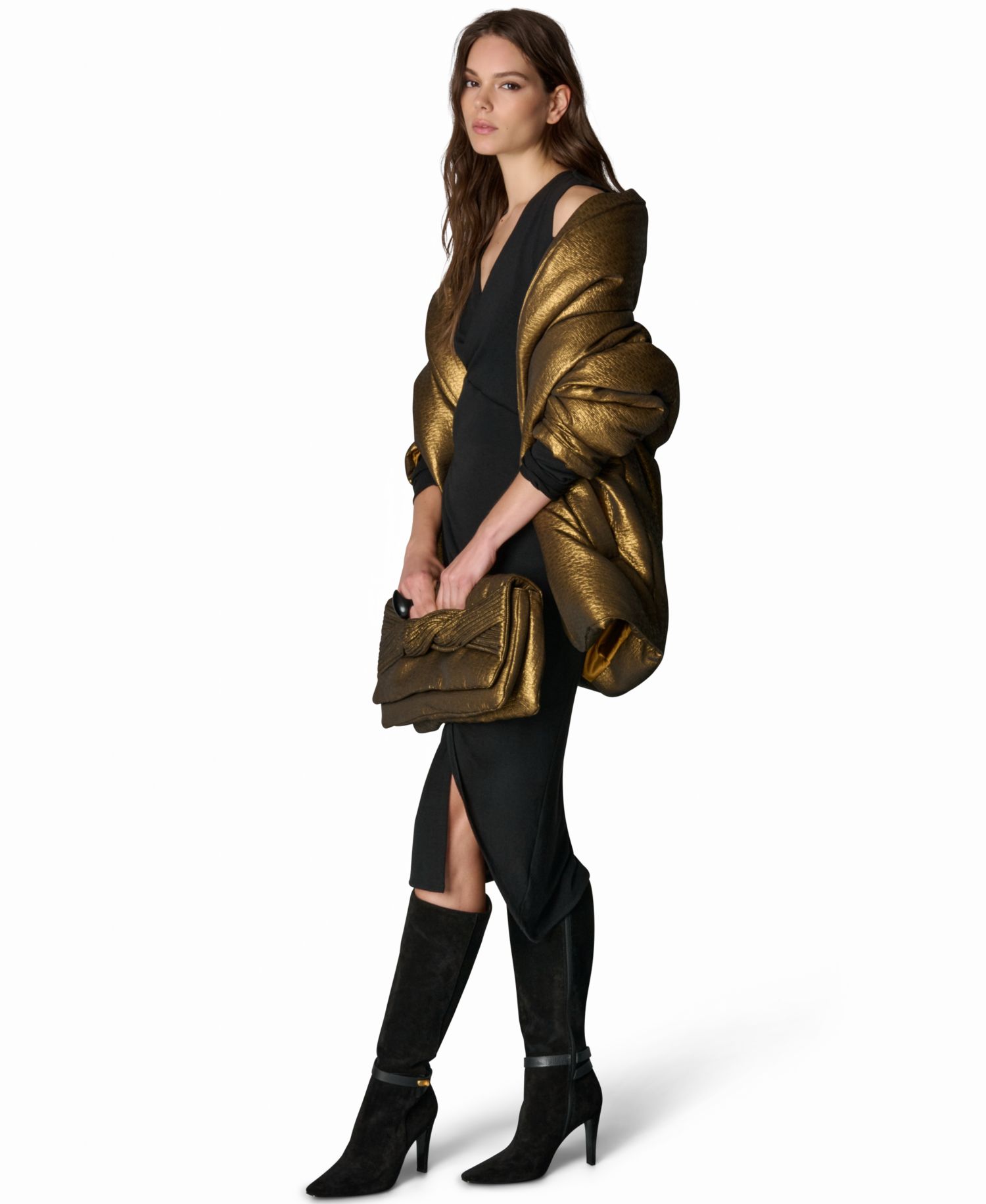 Women's Jacquard Wrap Shawl-Collar Jacket