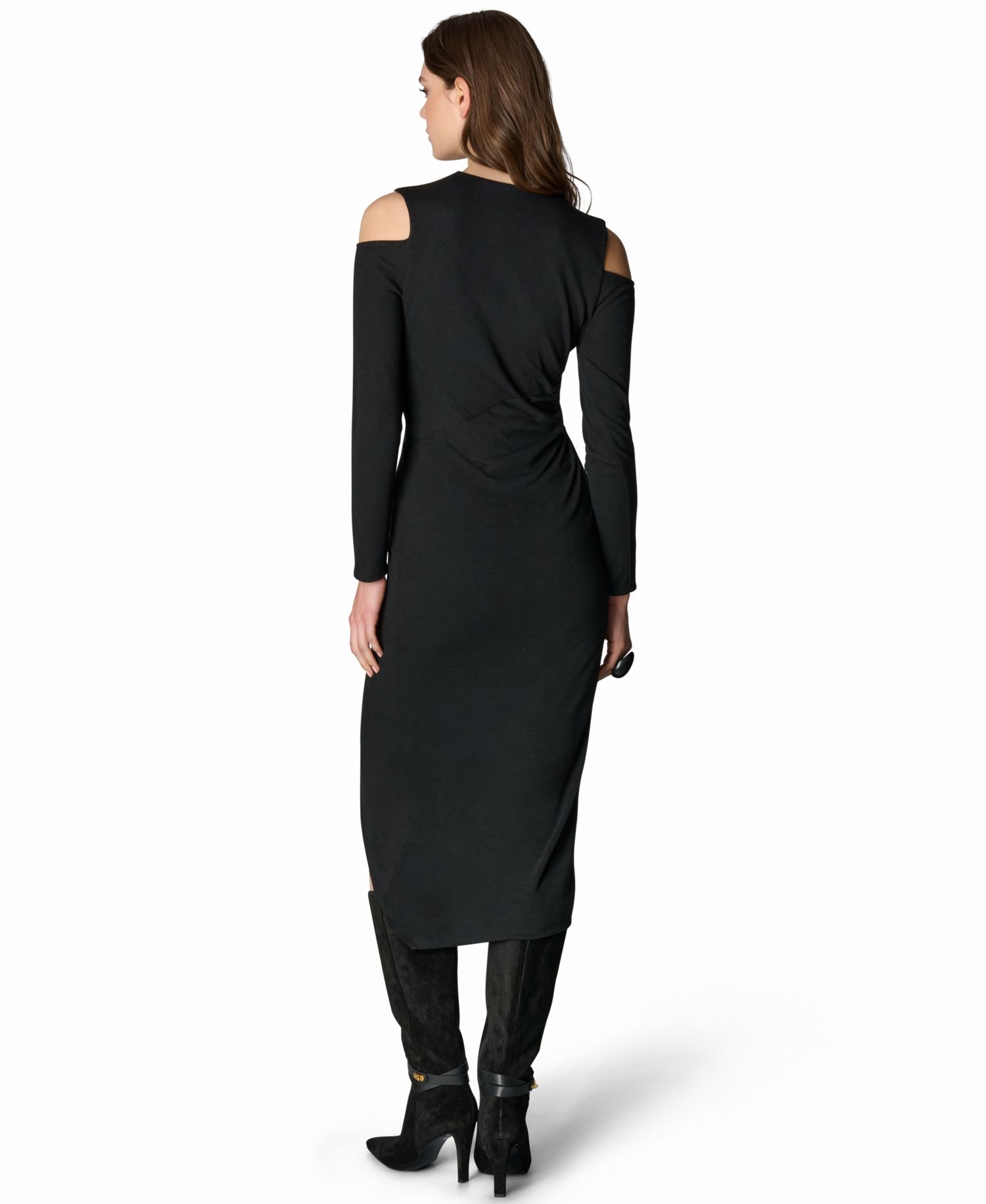 Women's Cold-Shoulder Wrap V-Neck Midi Dress