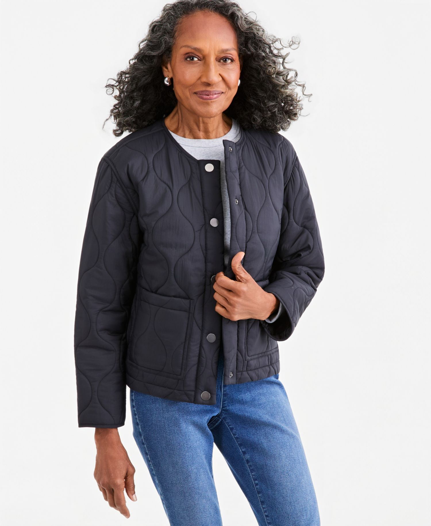 Petite Drawcord Bomber Quilted Jacket