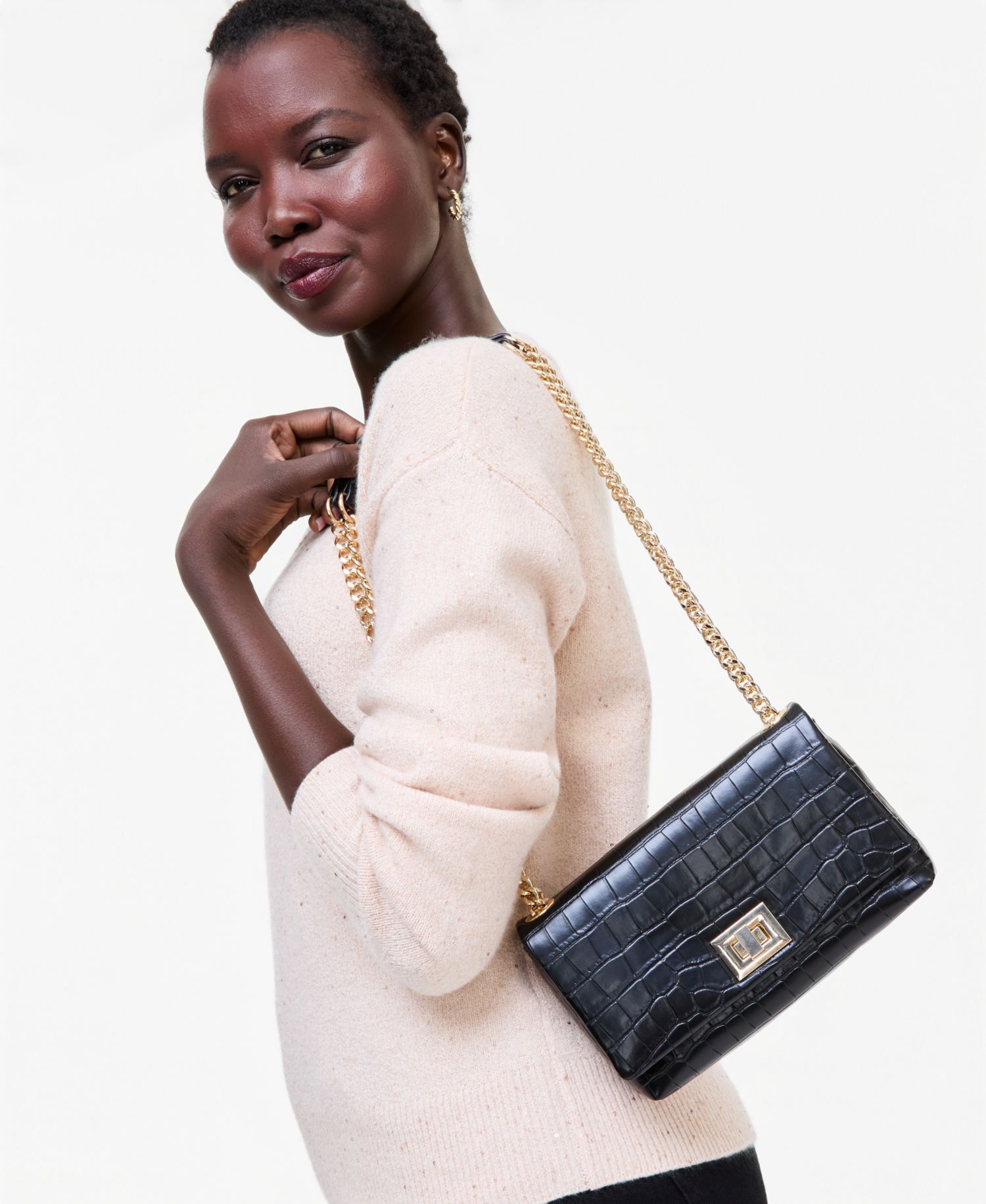 Mini Ajae Croco-Embossed Crossbody Bag