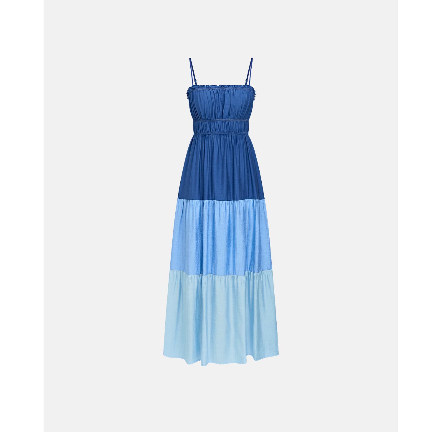 Women's Saltwater Icon Colorblock Maxi Smocked-Bodice Tiered Dress