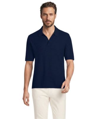 Men's Short Sleeve Texture Stitch Summer Weight Sweater Polo