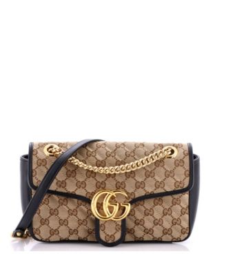 Small GG Marmont Flap Bag Diagonal Quilted GG Canvas with Leather