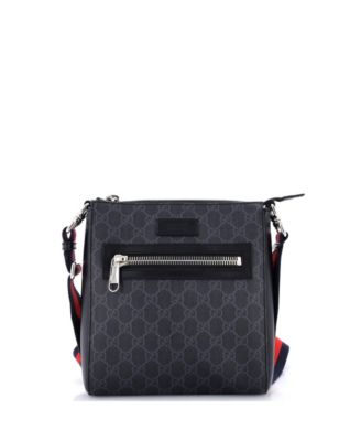 Small Web Strap Front Zip Messenger Bag GG Coated Canvas