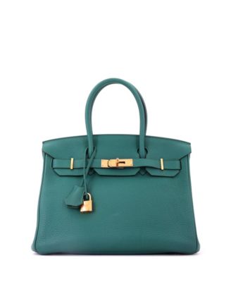 Pre-Owned Hermes Birkin 30 Handbag Green Togo with Gold Hardware