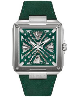 Men's Automatic Marc Anthony Series X Green Leather Strap Watch 41mm