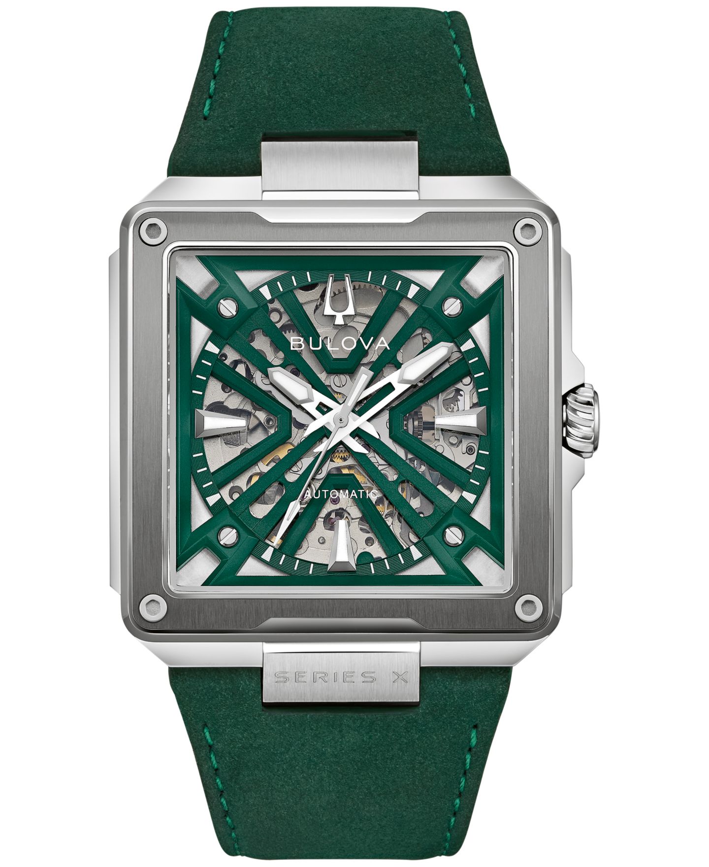 Мужские часы Bulova Automatic Series X Green Leather Strap Watch 41mm — фото 1