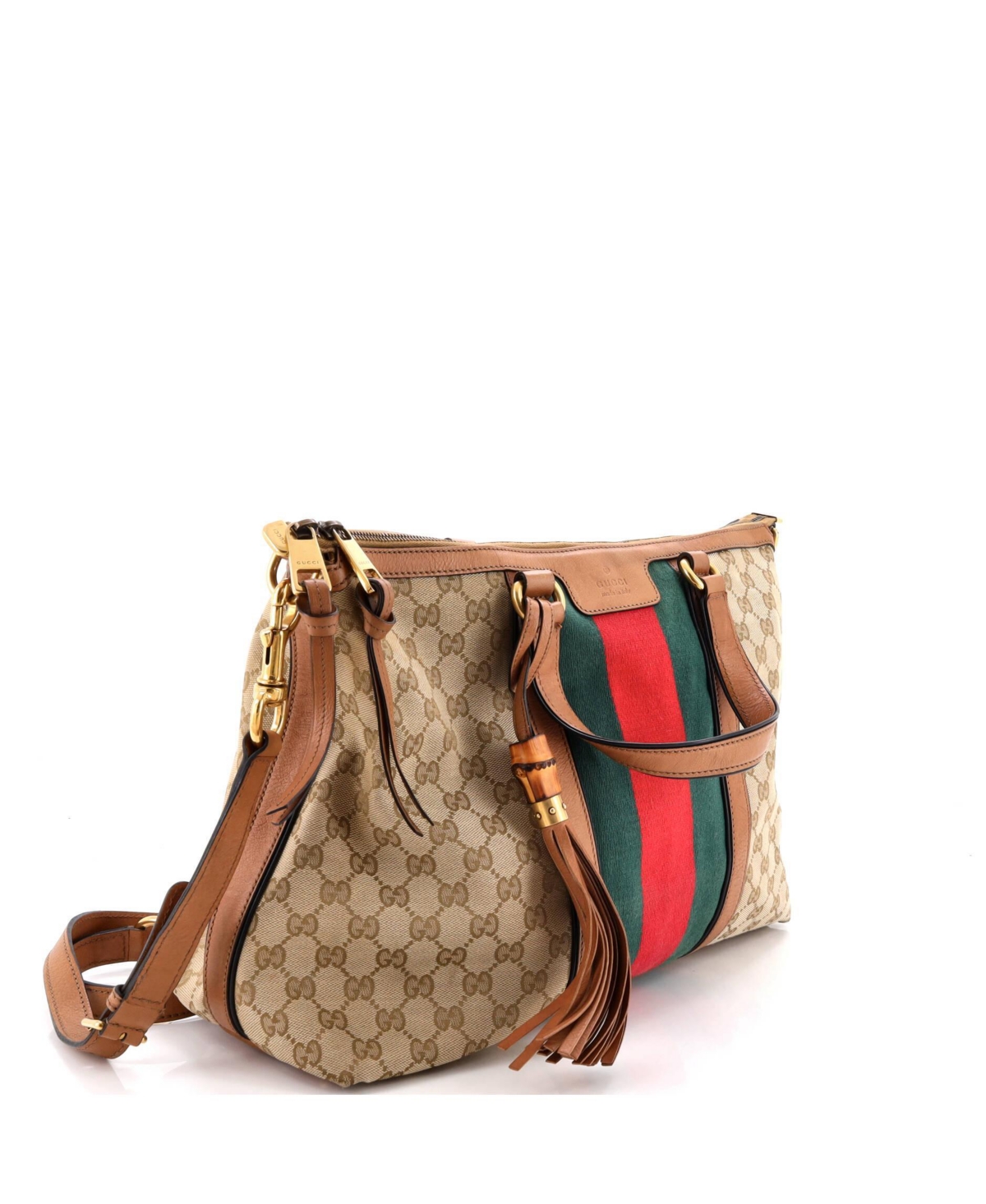Pre-Owned Gucci Medium Rania Convertible Top Handle Bag Web Gg Canvas