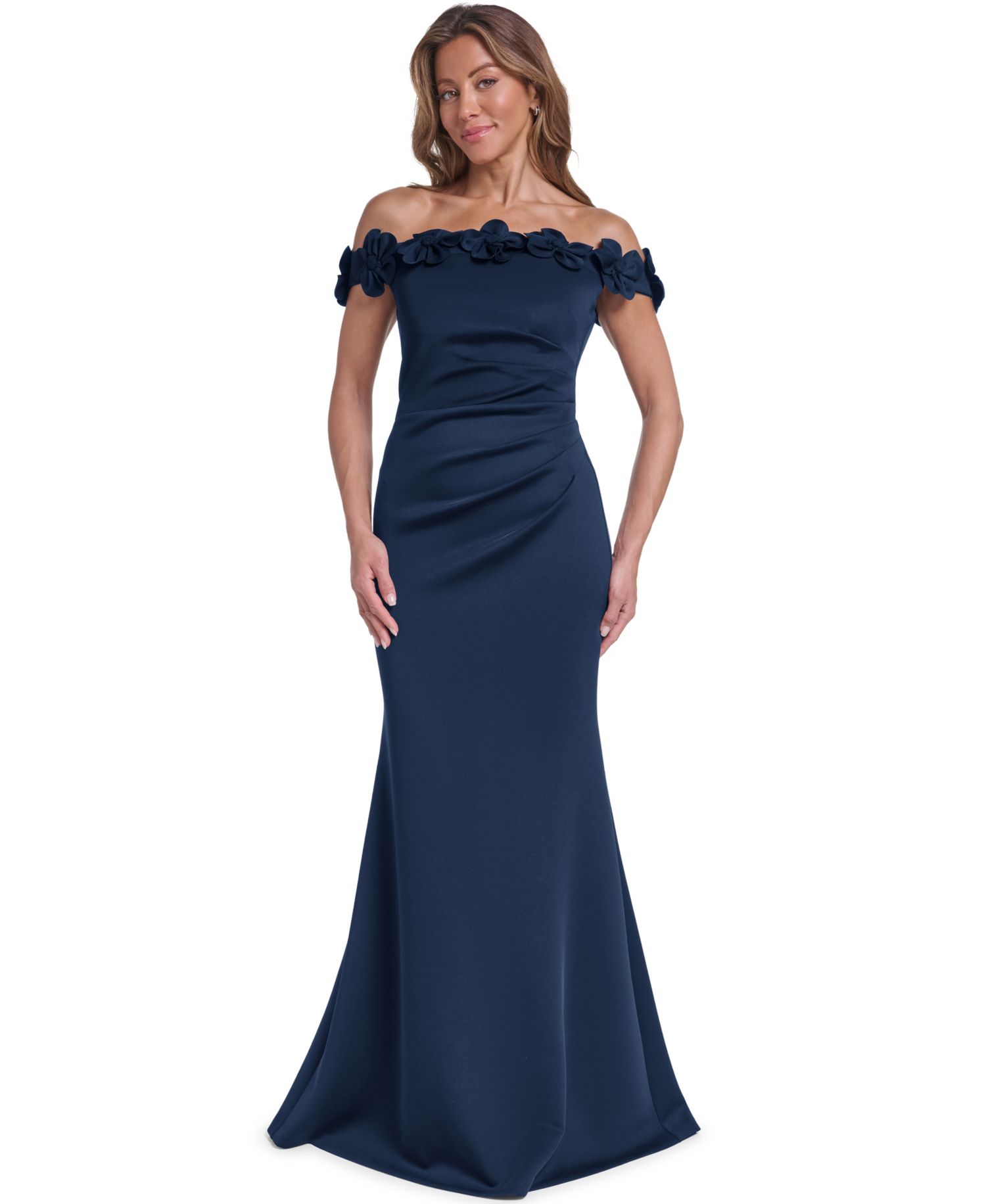 Women's Off-the-Shoulder 3D Floral Wedding Guest Gown