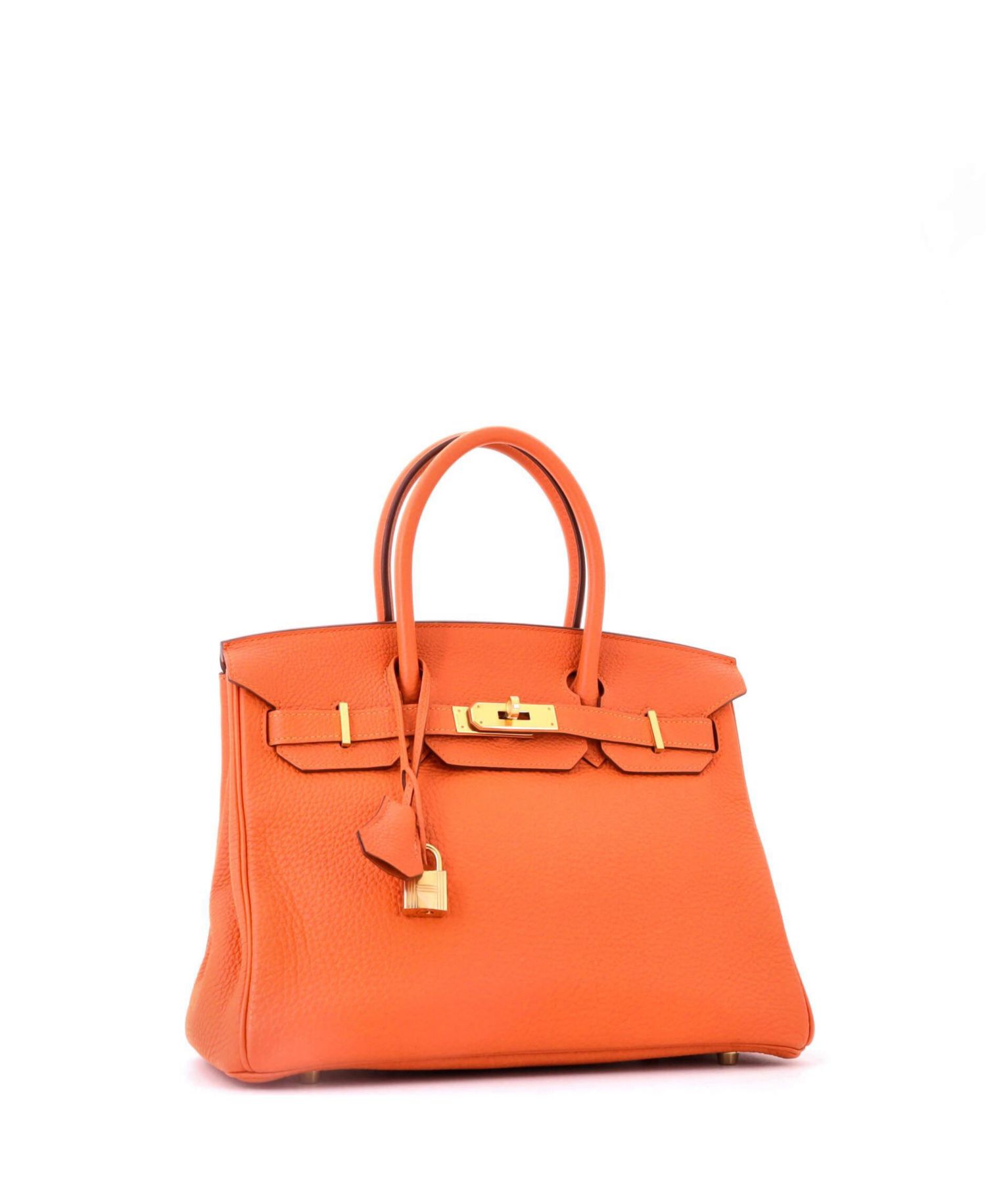 Pre-Owned Hermes Birkin 30 Handbag Orange Togo with Gold Hardware