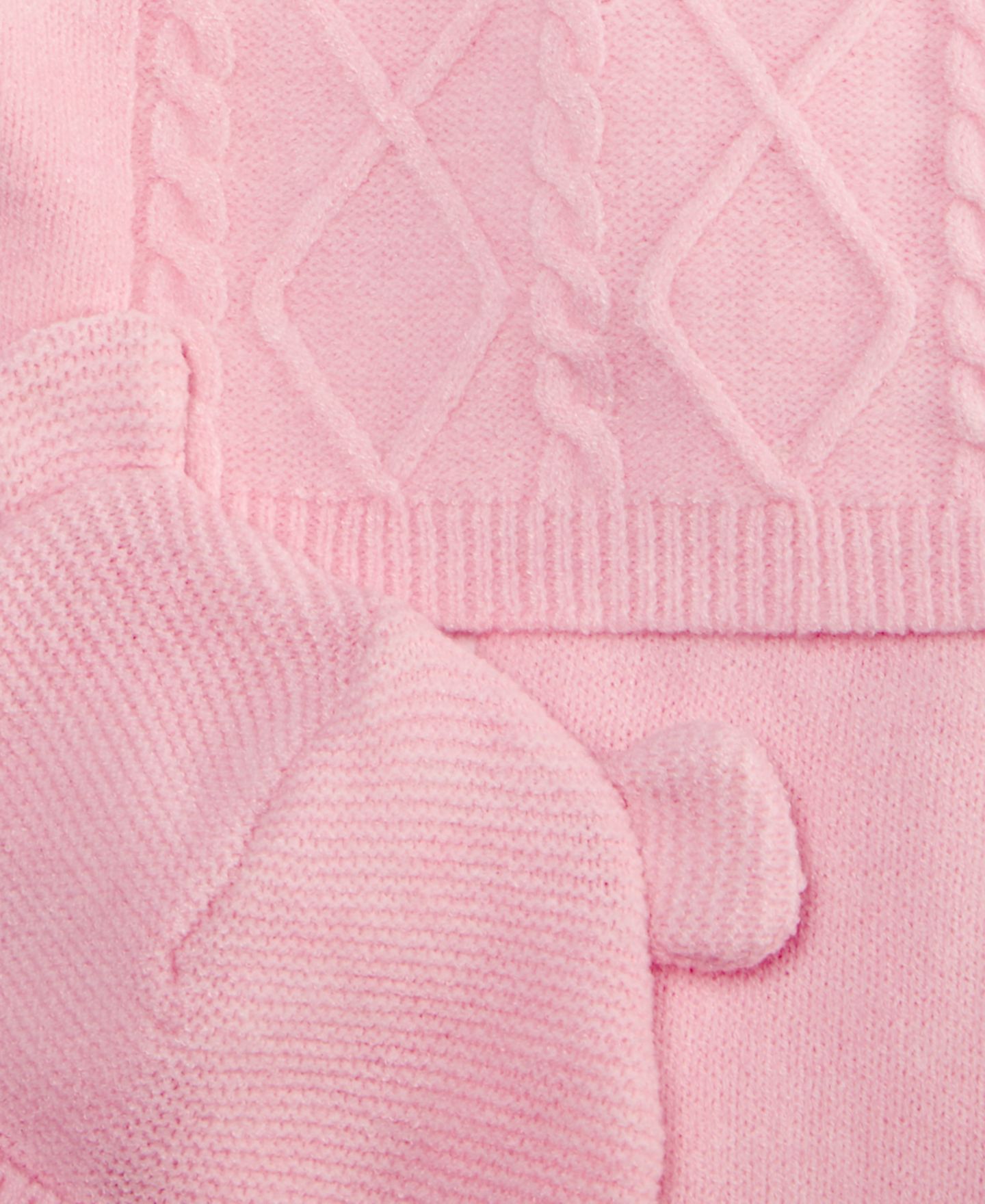 Комплекты First Impressions Long-Sleeve Cable-Knit Sweater, Pants, and Hat, 3-Piece Set для девочек-малышей, цвет: Розовый — фото 3