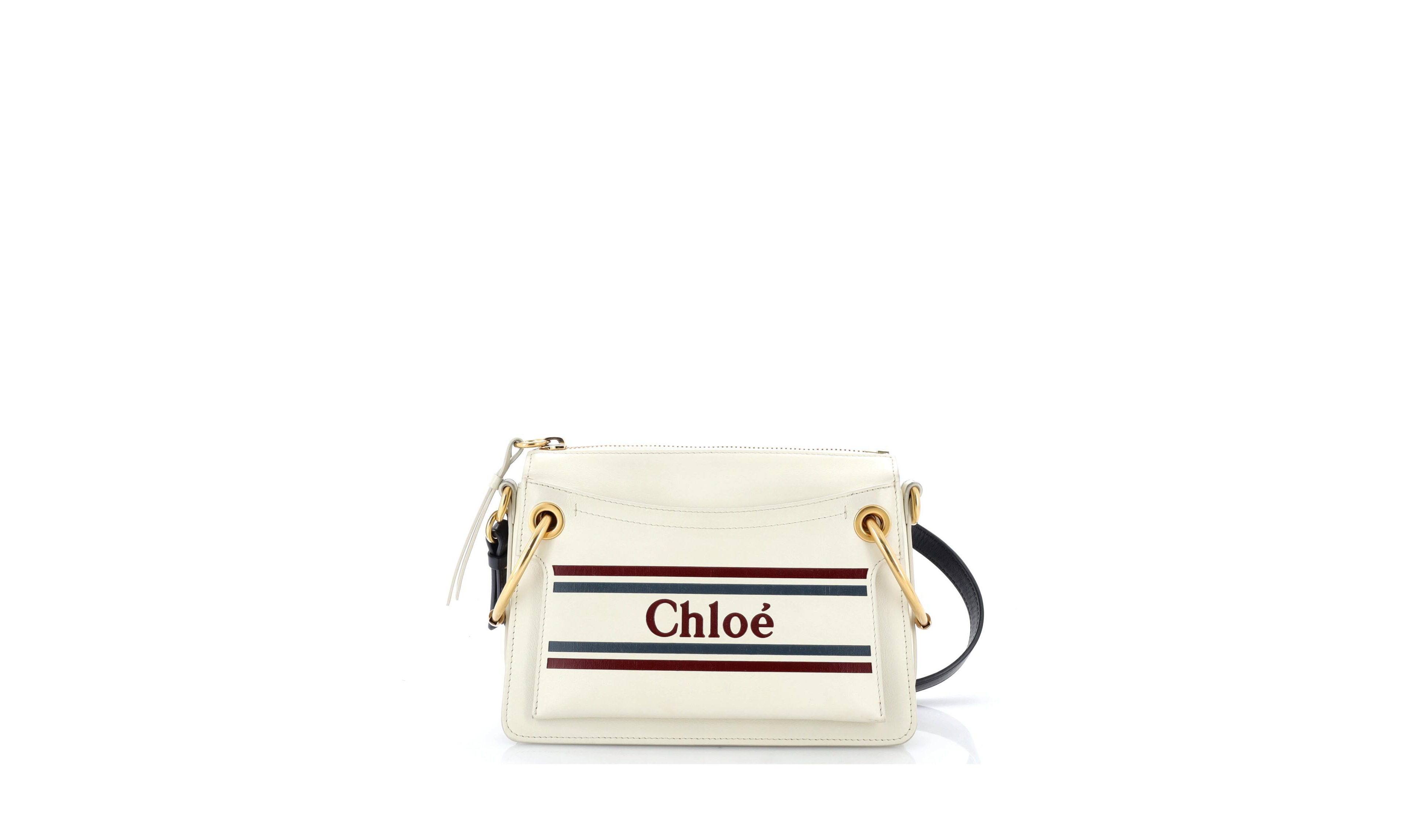 Pre-Owned Chloe Small Roy Logo Shoulder Bag Printed Leather