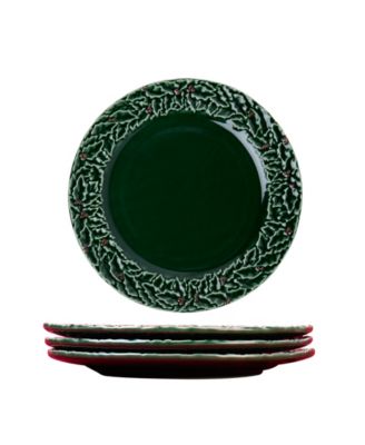 Green Holly Salad Plates, Set of 4