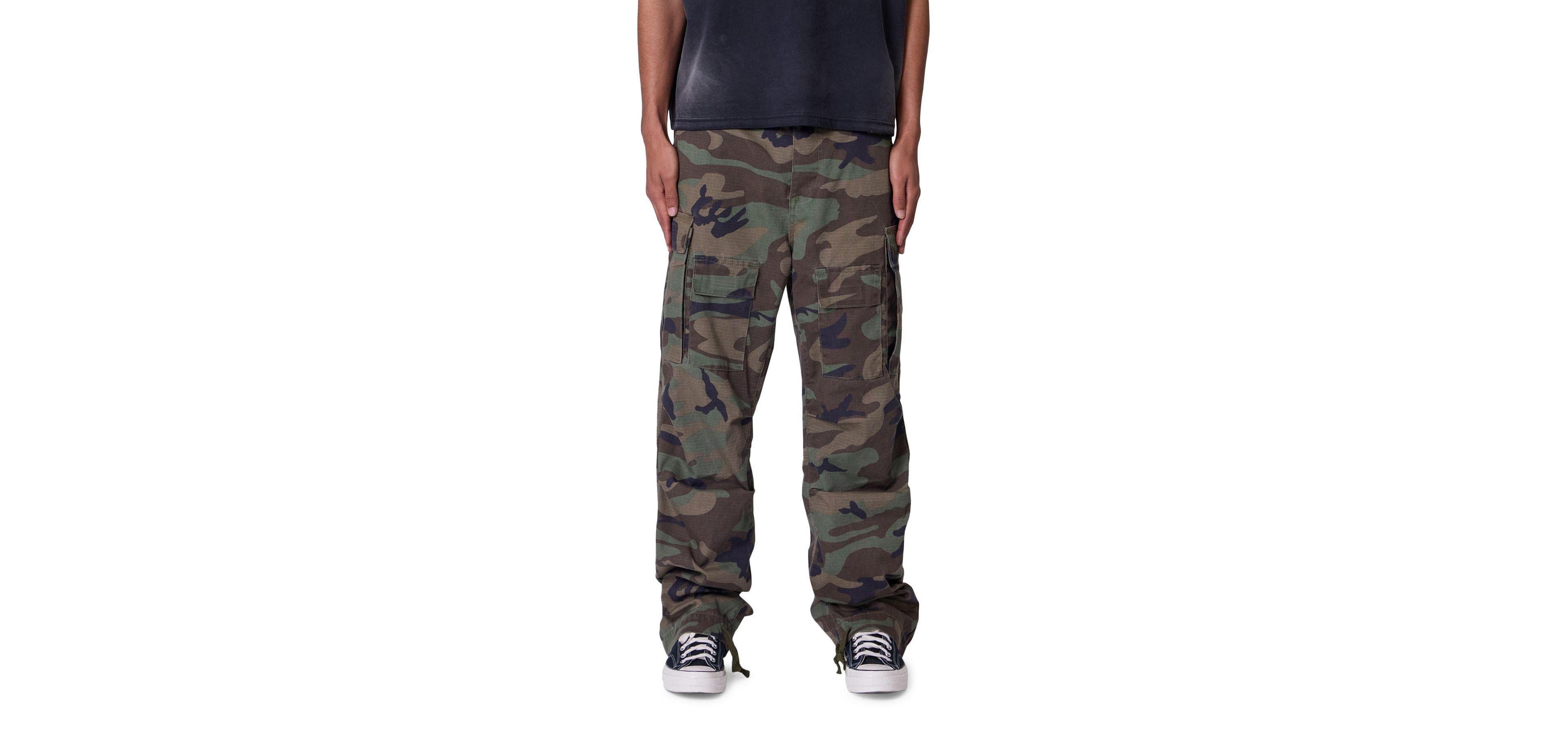 mnml Mens Ultra Baggy Camo Print Cargo Pants