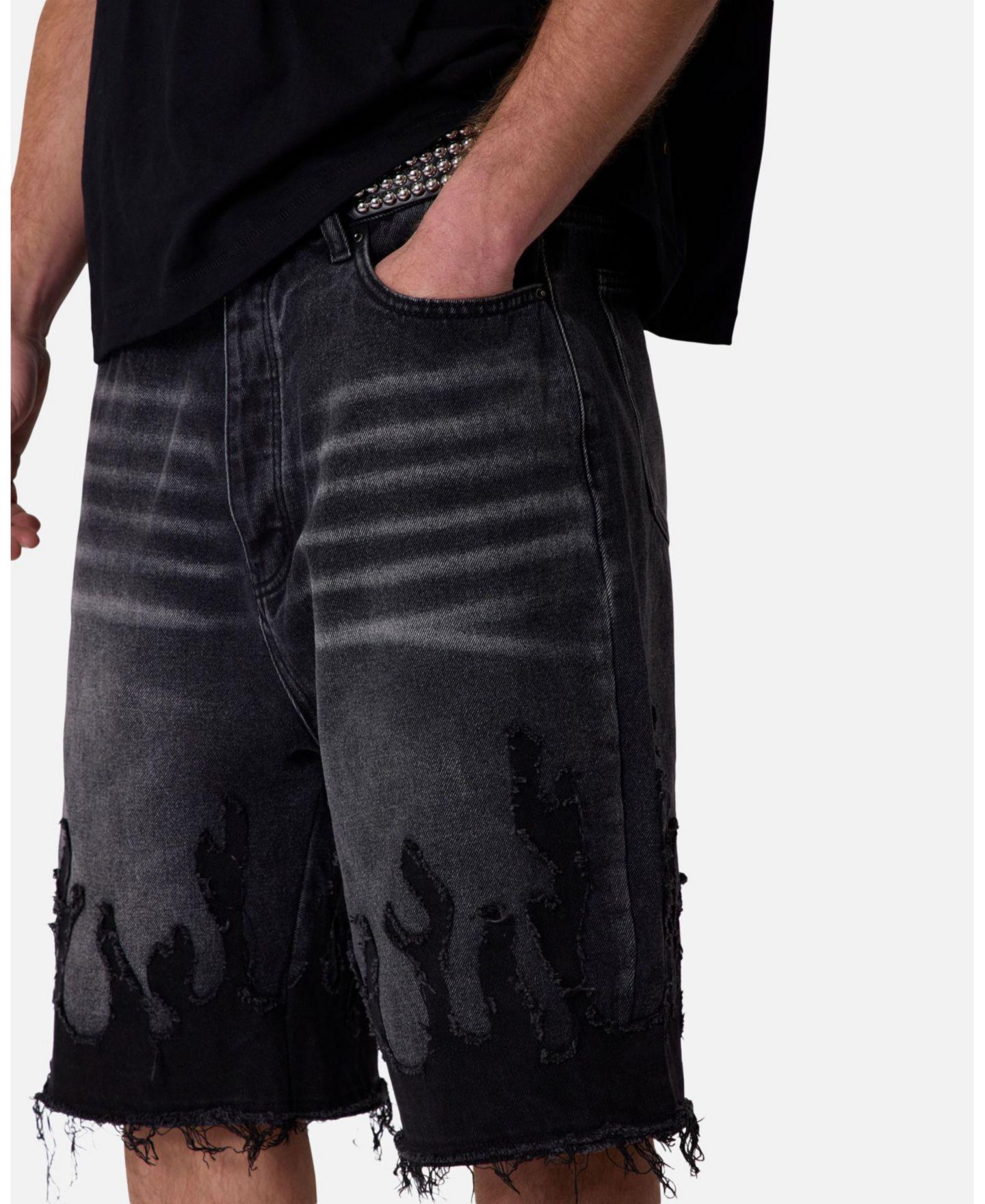 Мужские шорты mnml Baggy Flame Denim Shorts, цвет: Чёрный — фото 5