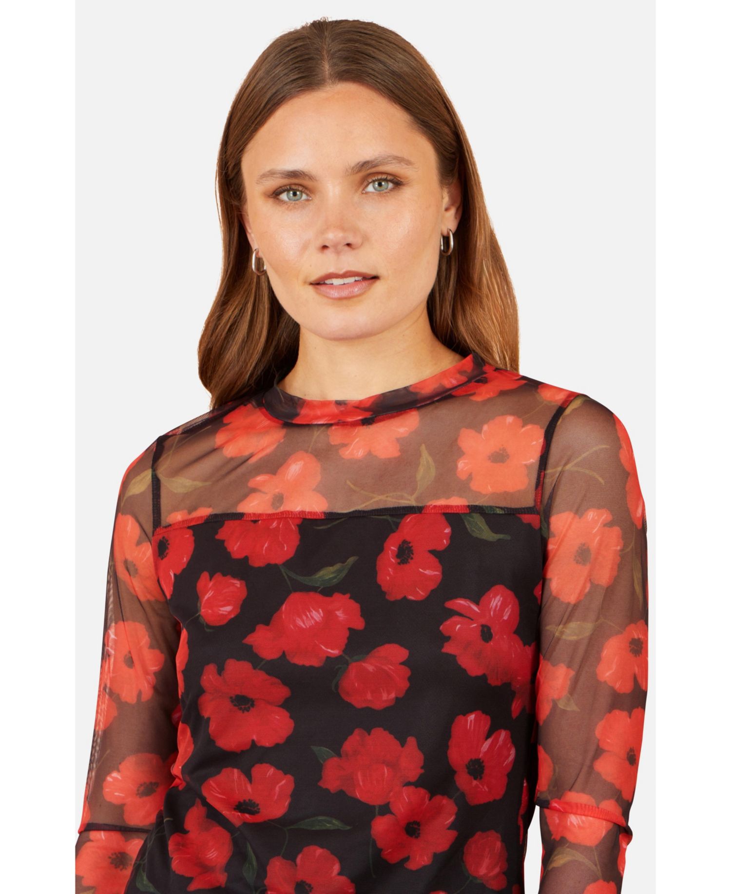 Women's Poppy Sheer Mesh Long Sleeve Top