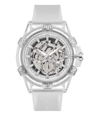 Men's Quartz Clear Silicone Strap Watch 48mm