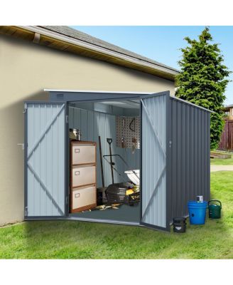 6x8 Feet Galvanized Steel Outdoor Storage Shed With Lockable Double Doors