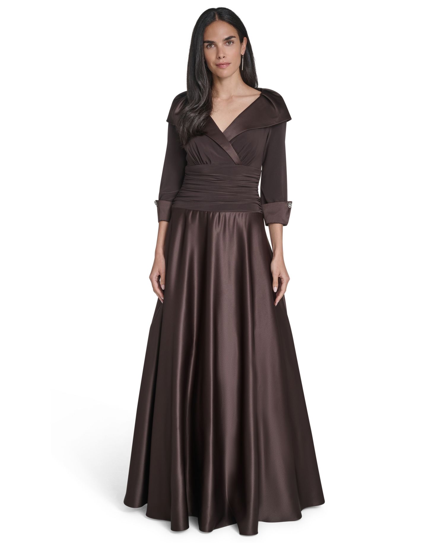 Women's 3/4-Sleeve Portrait Collar Rhinestone-Cuff Dress