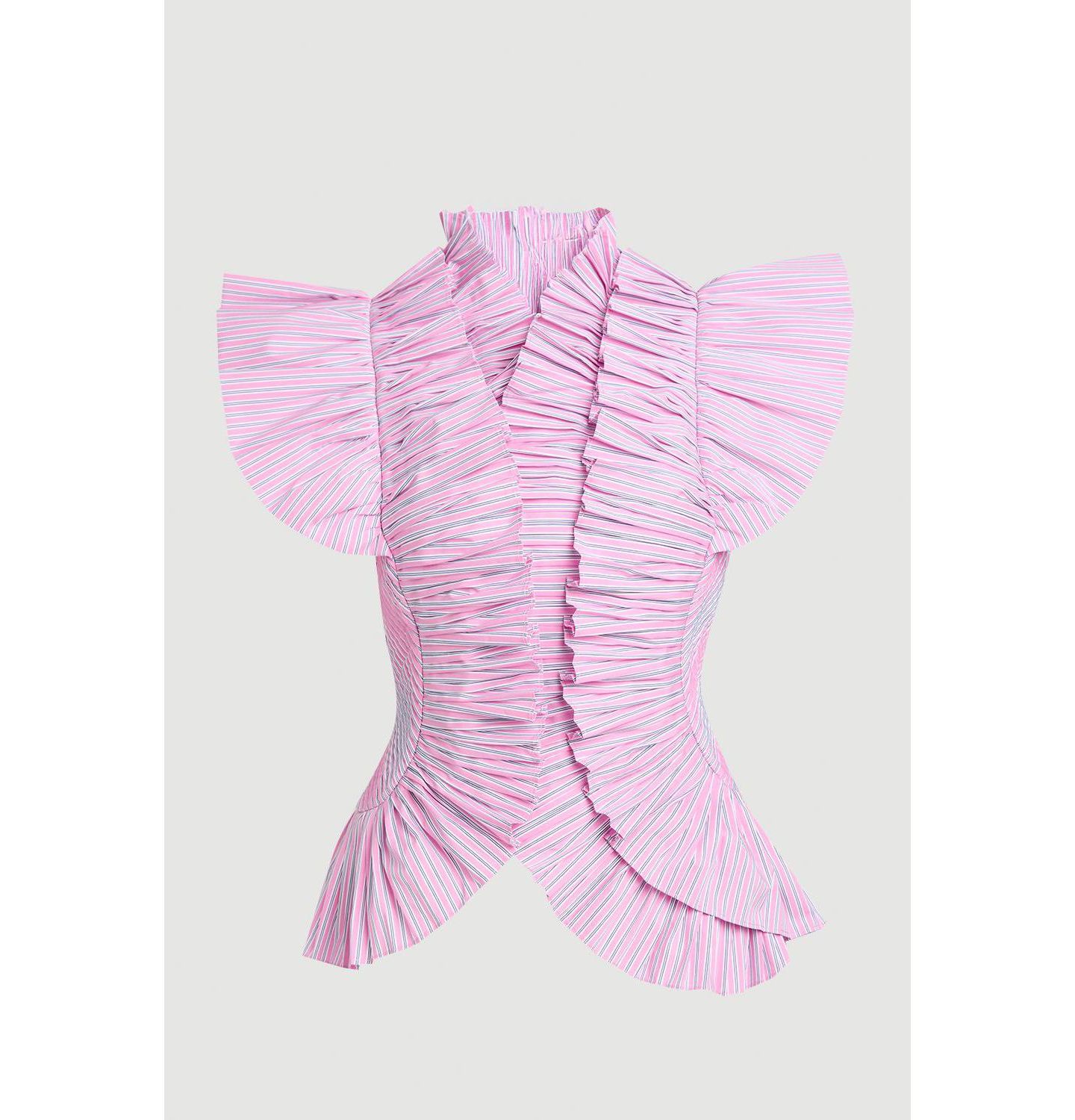 Женский топ Karen Millen High Neck Ruffle Sleeve, цвет: Розовый — фото 5