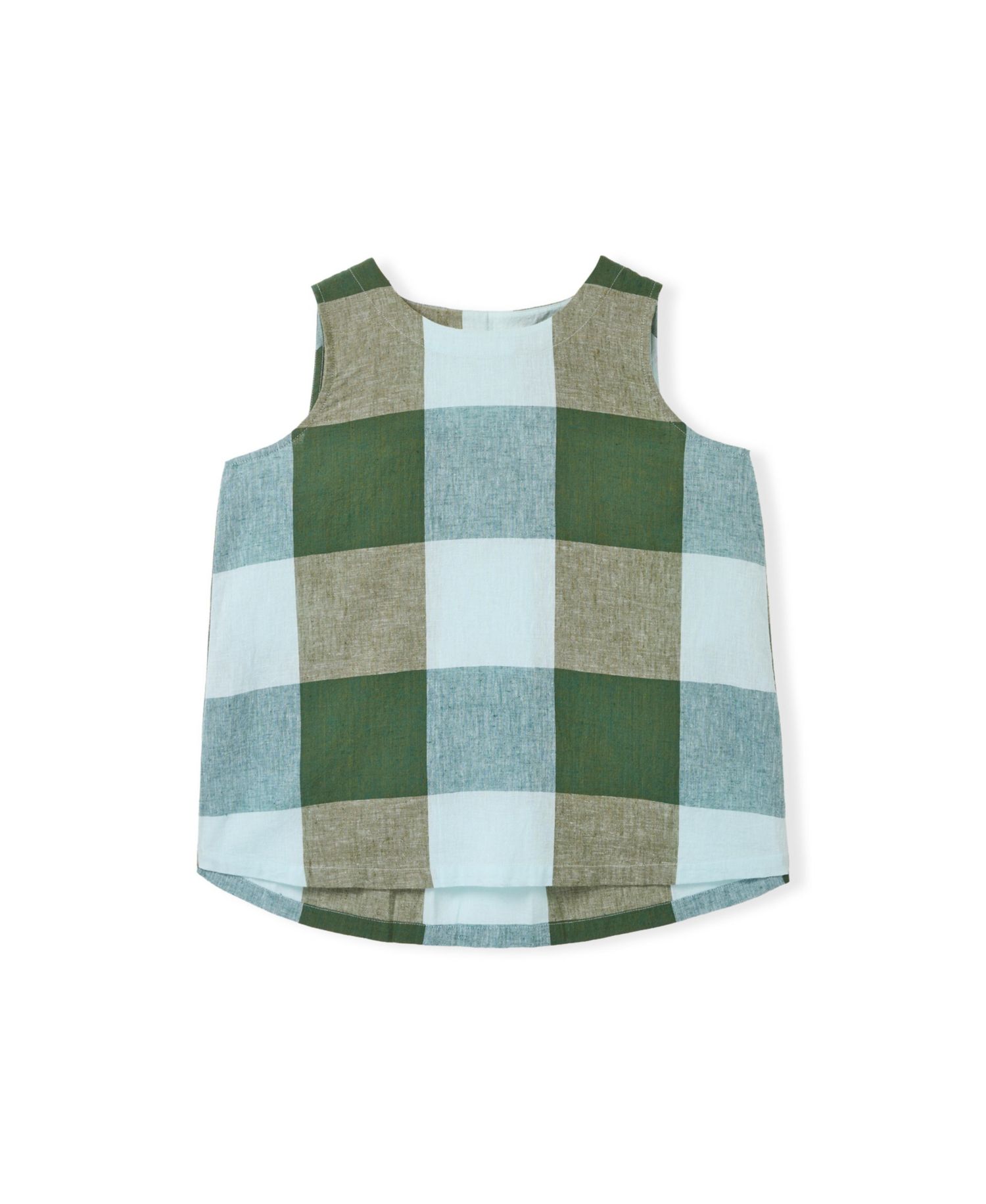 Women's Plaid Pleat-Back Sleeveless Blouse