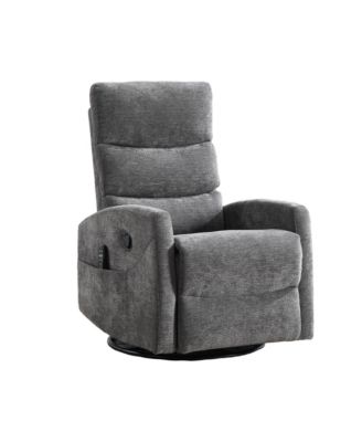 Chenille Manual Recliner Chair Rocker Swivel Chair with Heat and Massage for Living Room