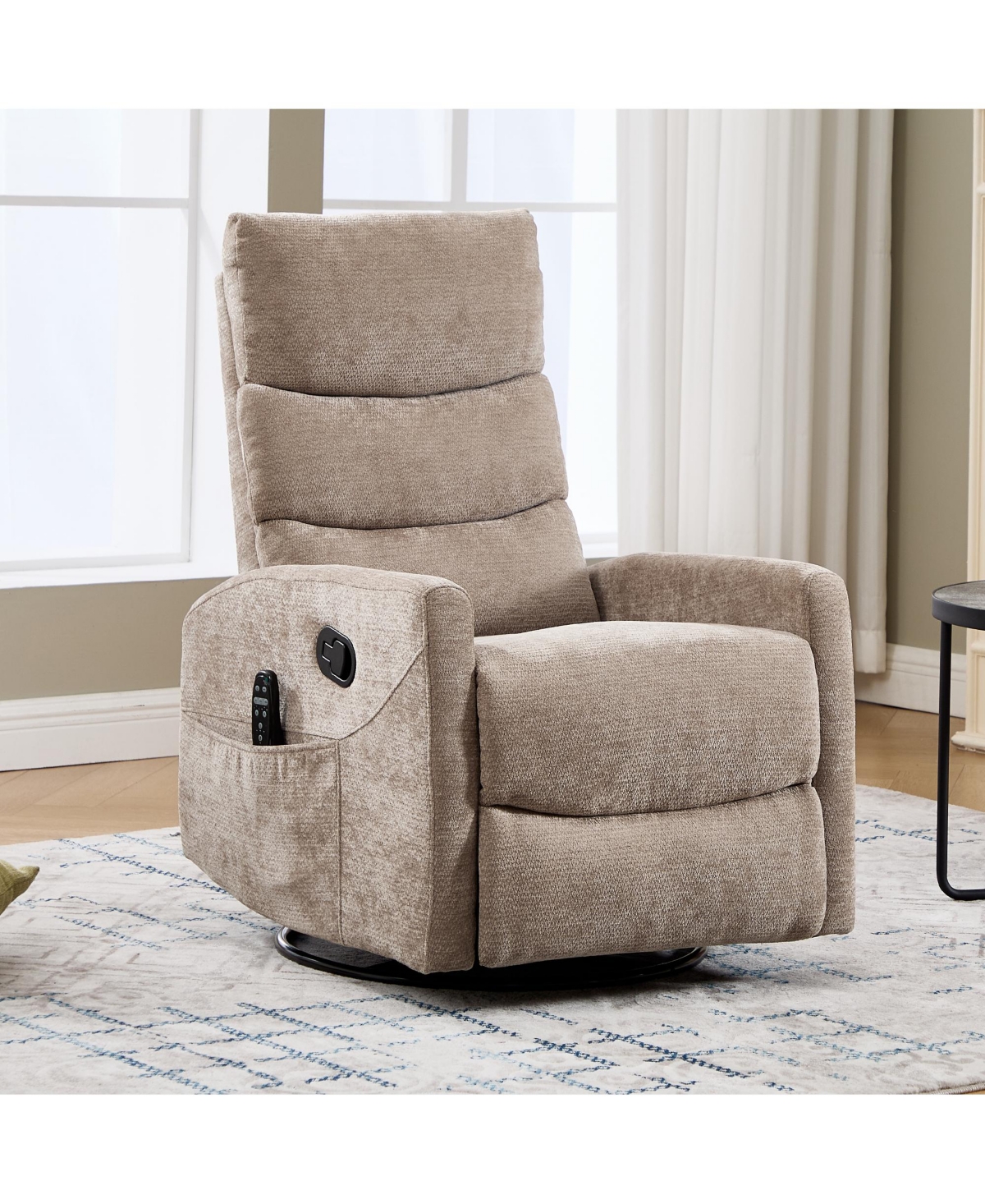 Boyel Living Chenille Manual Recliner Chair Rocker Swivel with Heat and Massage for Room