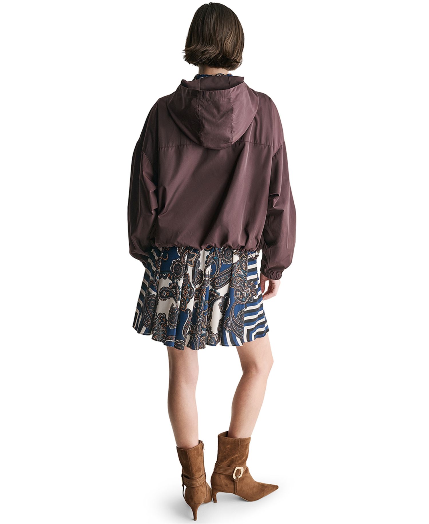 Women's Hooded Zip-Front Mock-Neck Jacket