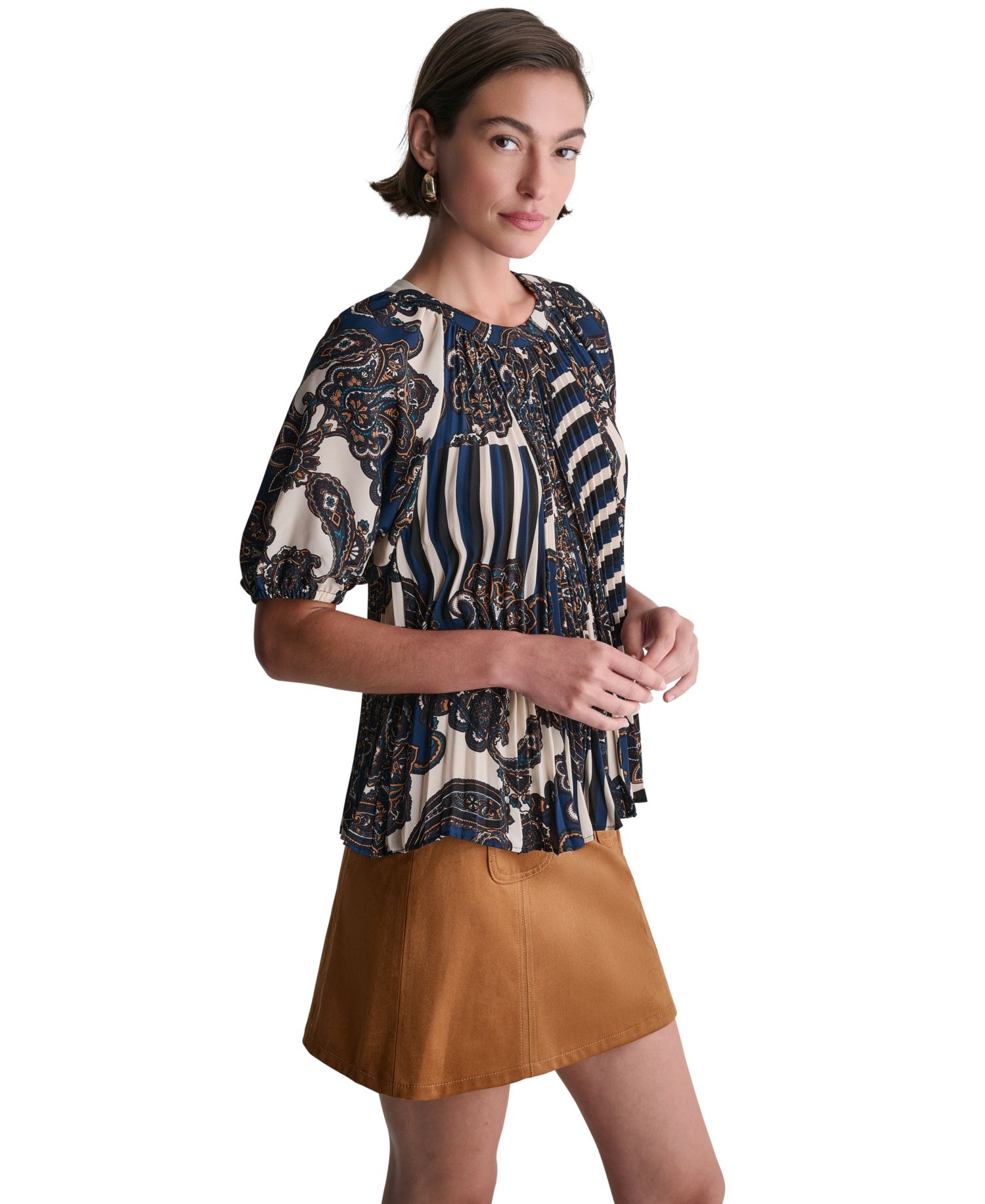Women's Short-Sleeve Printed Raglan Blouse