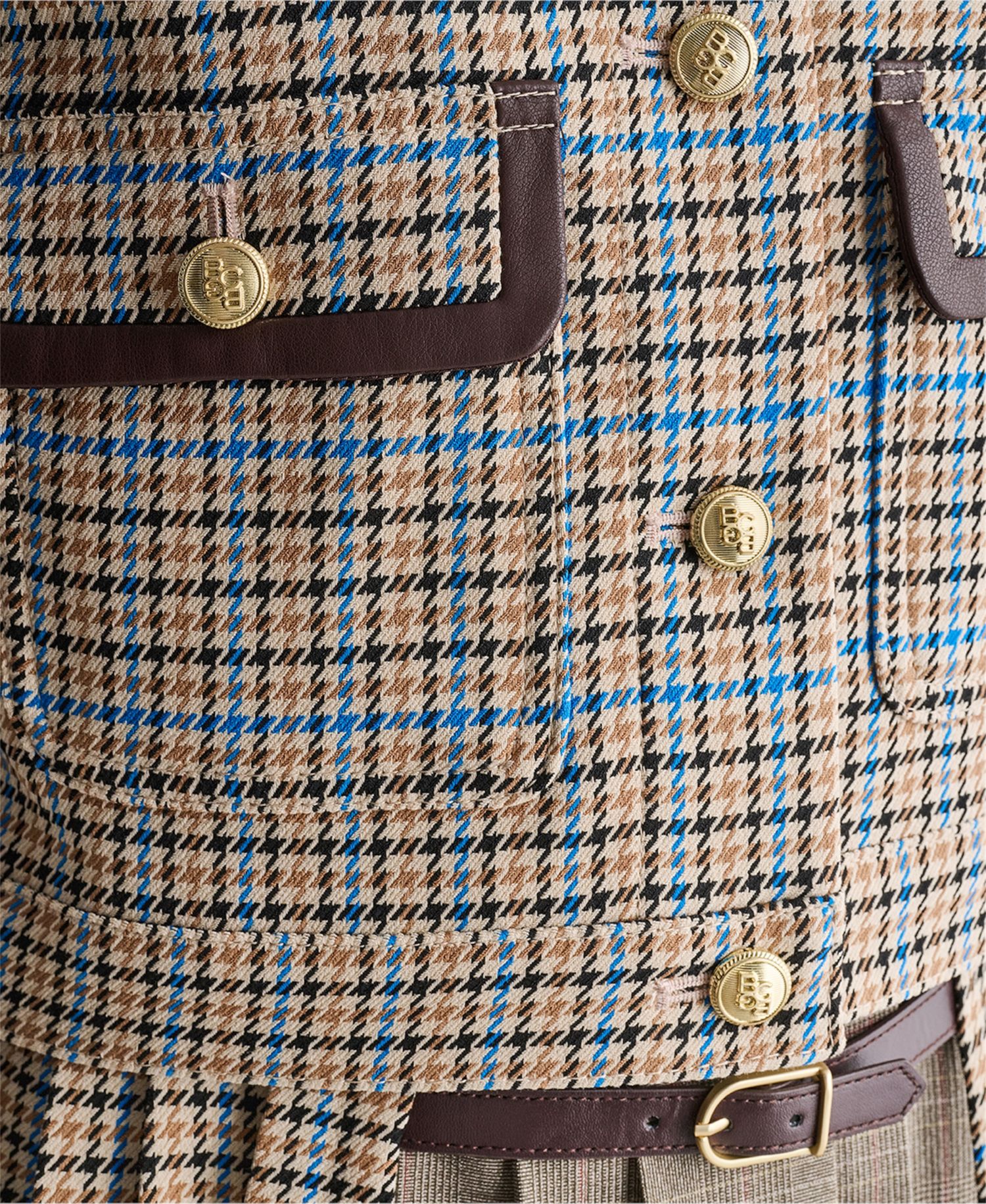Women's Cropped Collared Plaid Trucker Jacket