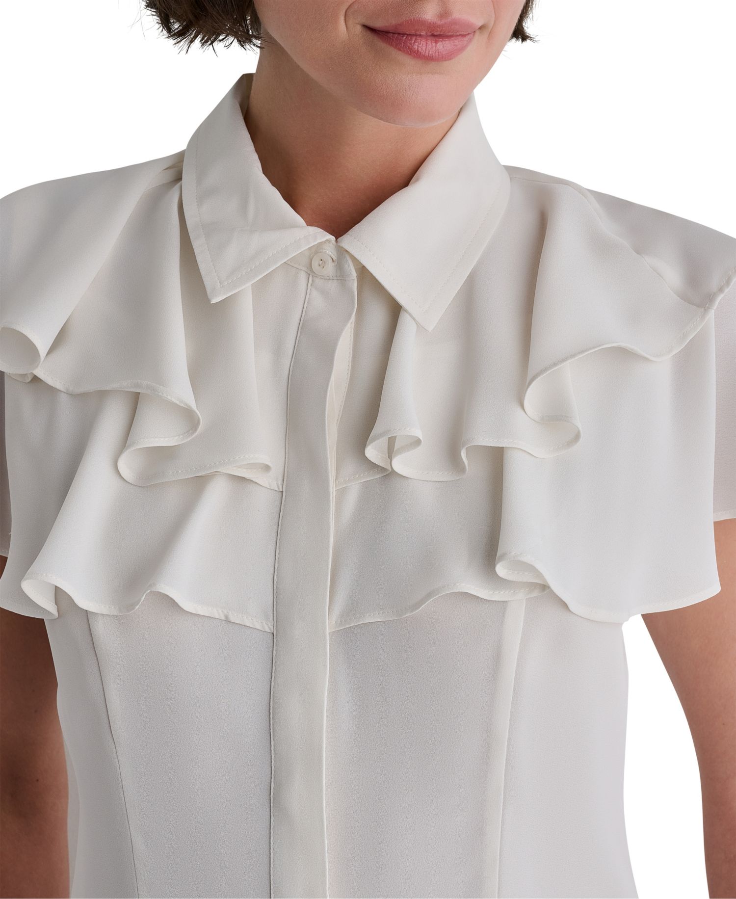 Women's Short-Sleeve Tiered-Ruffle Blouse