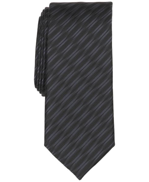 Мужской галстук Alfani Summit Stripe Tie, цвет: Чёрный