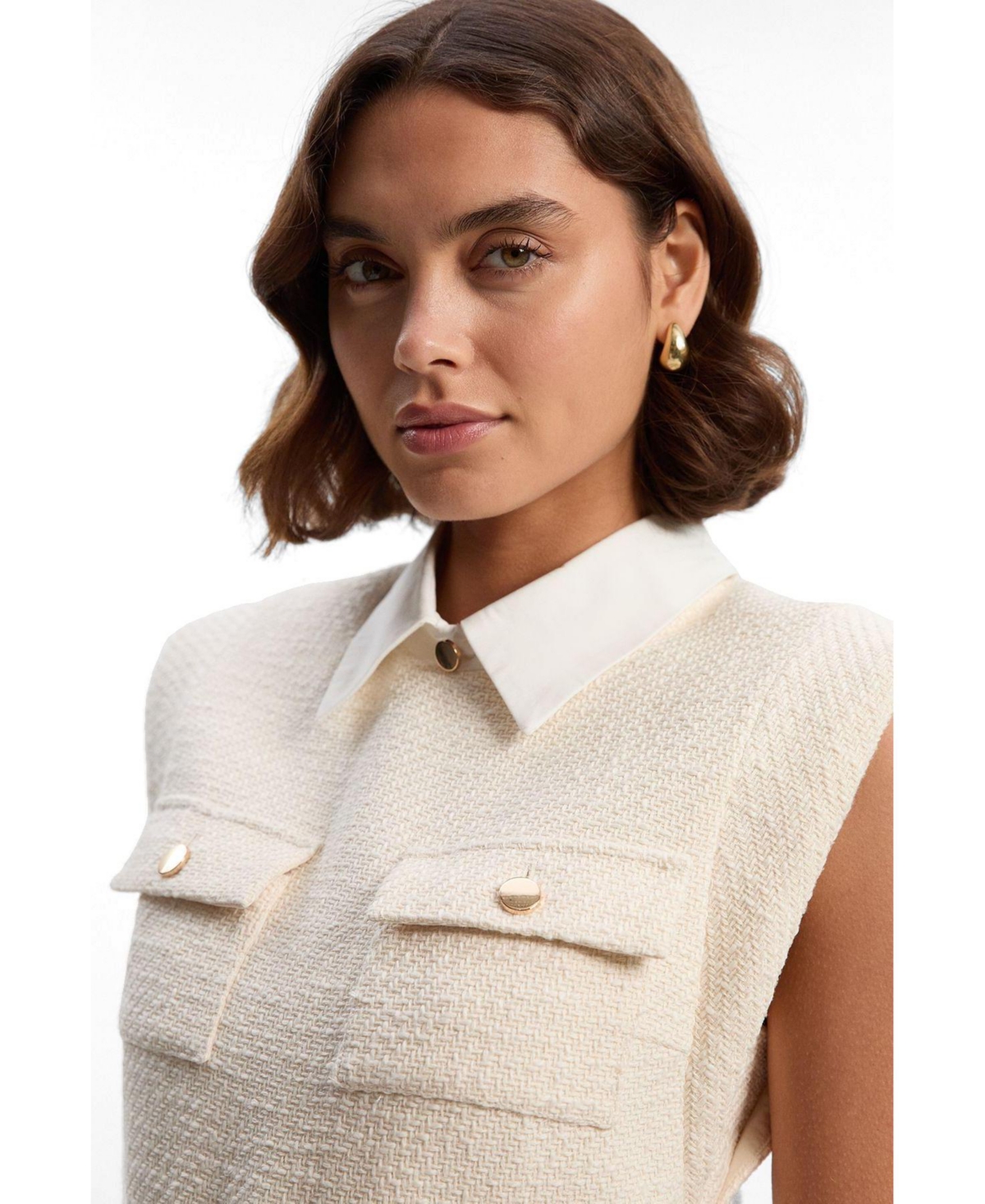 Karen Millen Women's Tweed Sleeveless Mini Dress
