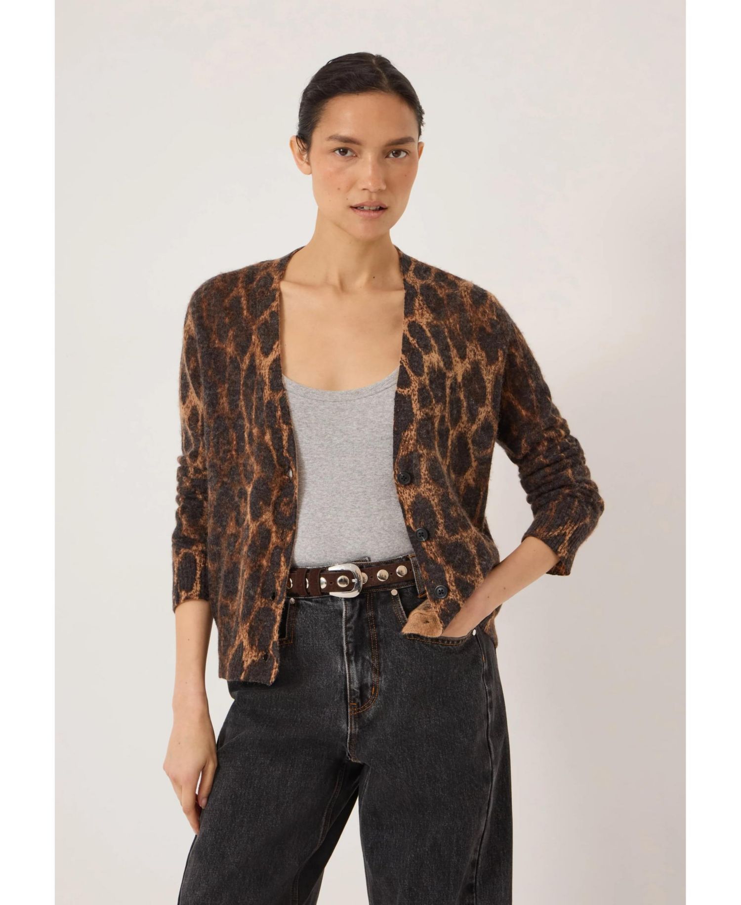 Women's Cynthia Leopard Print Knitted Cardigan