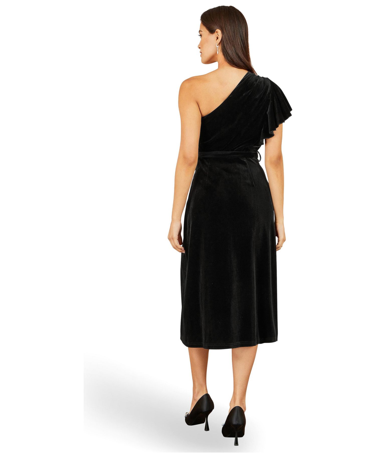 Women's Velvet One Shoulder Midi Dress