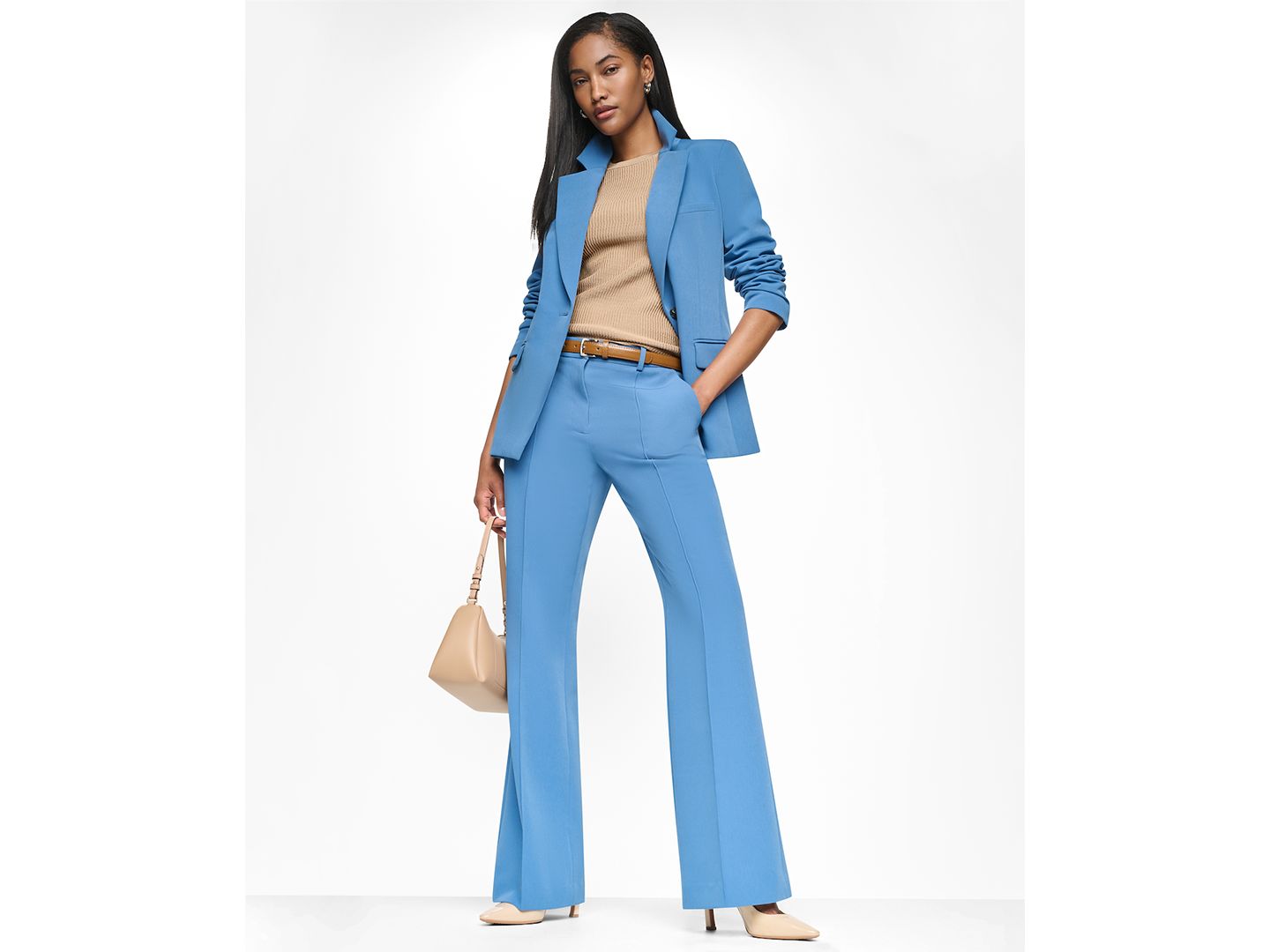 Женский пиджак DKNY Tech Tailoring 1-Button 3/4-Sleeve Blazer, цвет: Синий — фото 3
