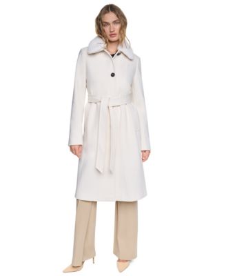 Women's Faux-Fur Collar Belted Single-Breasted Coat