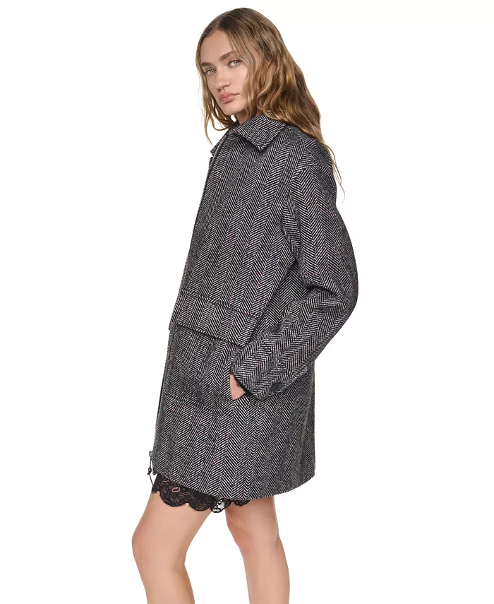 Women's Tailored Herringbone Wool-Blend Coat - thumbnail 10
