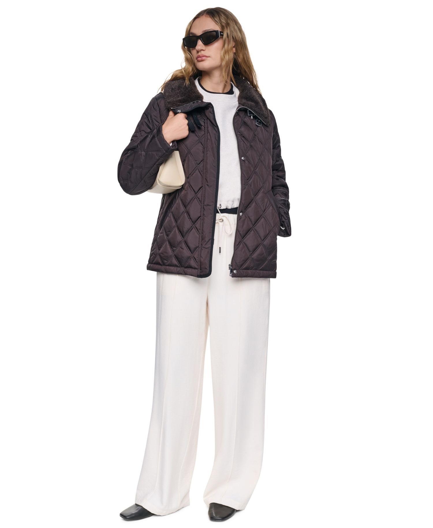 Women's Sherpa Collar Diamond-Quilted Coat