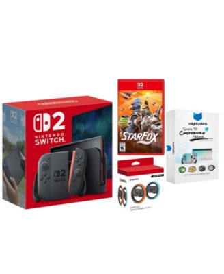 Switch 2 Console with Star Fox Game, Joy Con Flight Steering Wheels and MightySkins Bundle
