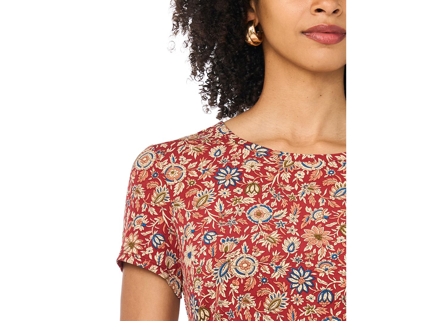 Женская футболка Vince Camuto Keyhole Back Floral Crewneck, цвет: Красный — фото 4