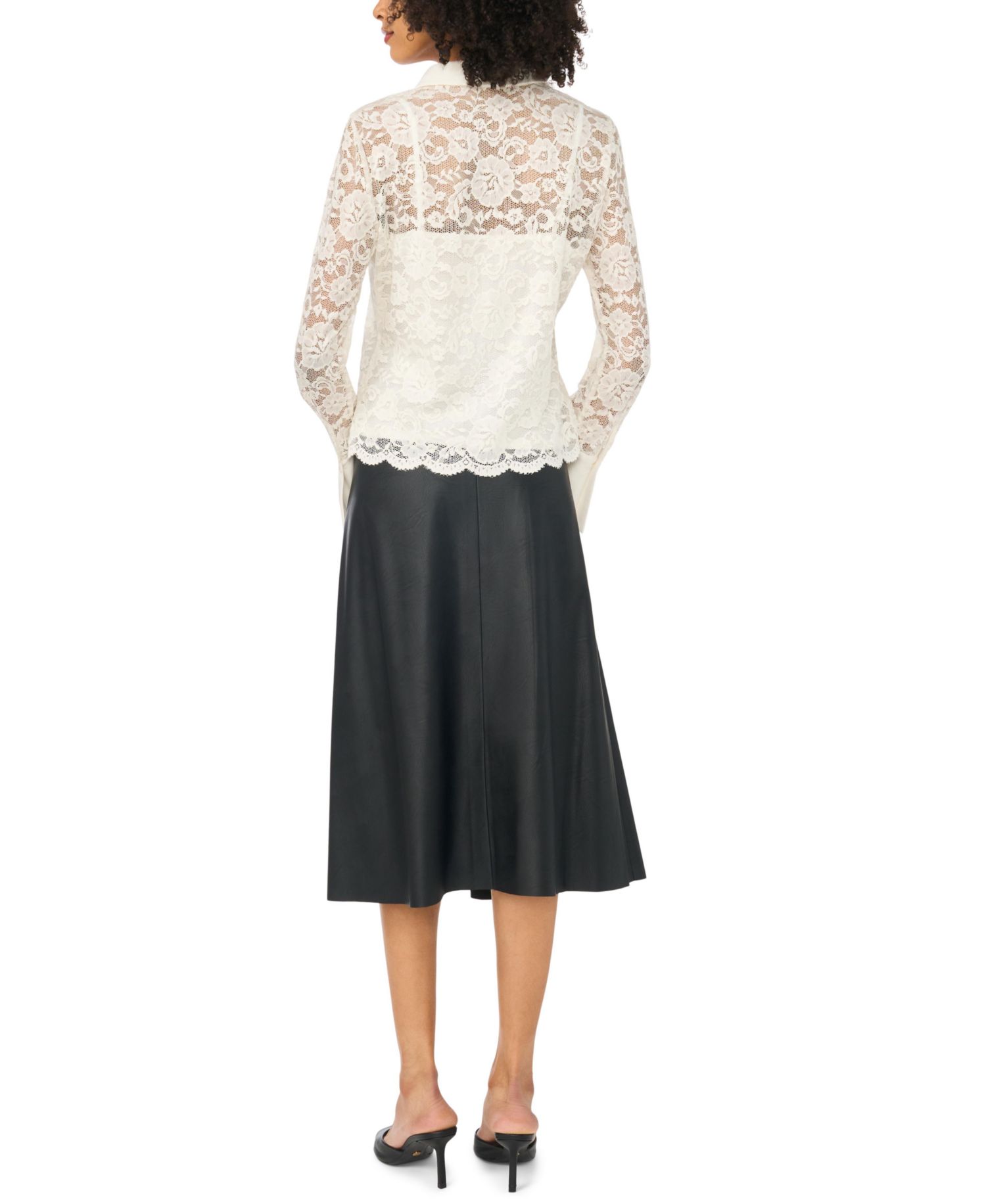 Women's Long-Sleeve Lace Floral Blouse