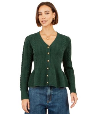 Women's Cable-Knit Peplum Cardigan