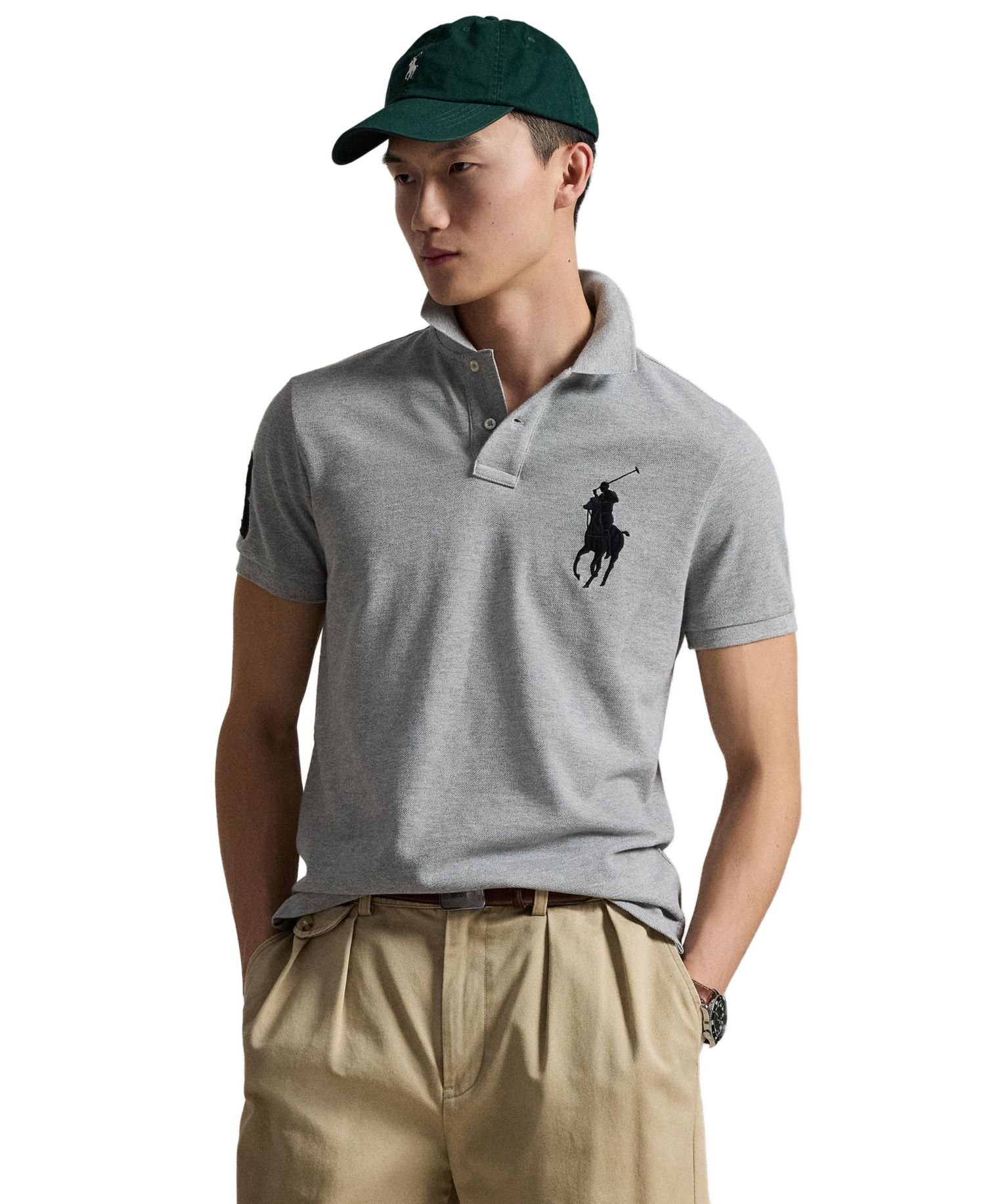 Мужская рубашка поло из сетчатой ткани Big Pony Custom Slim-Fit