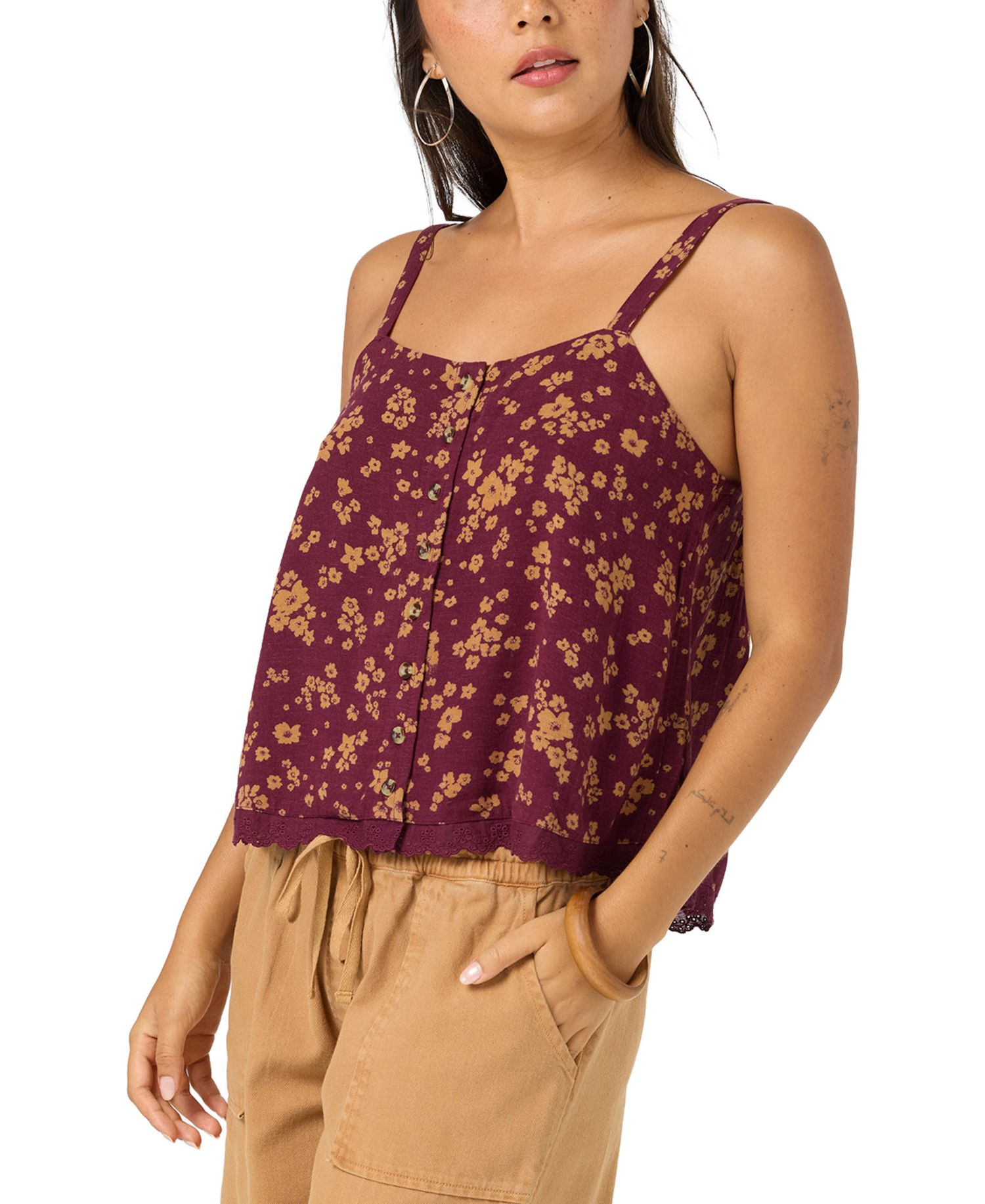 Women's Brynn Maya Floral Button Tank Top