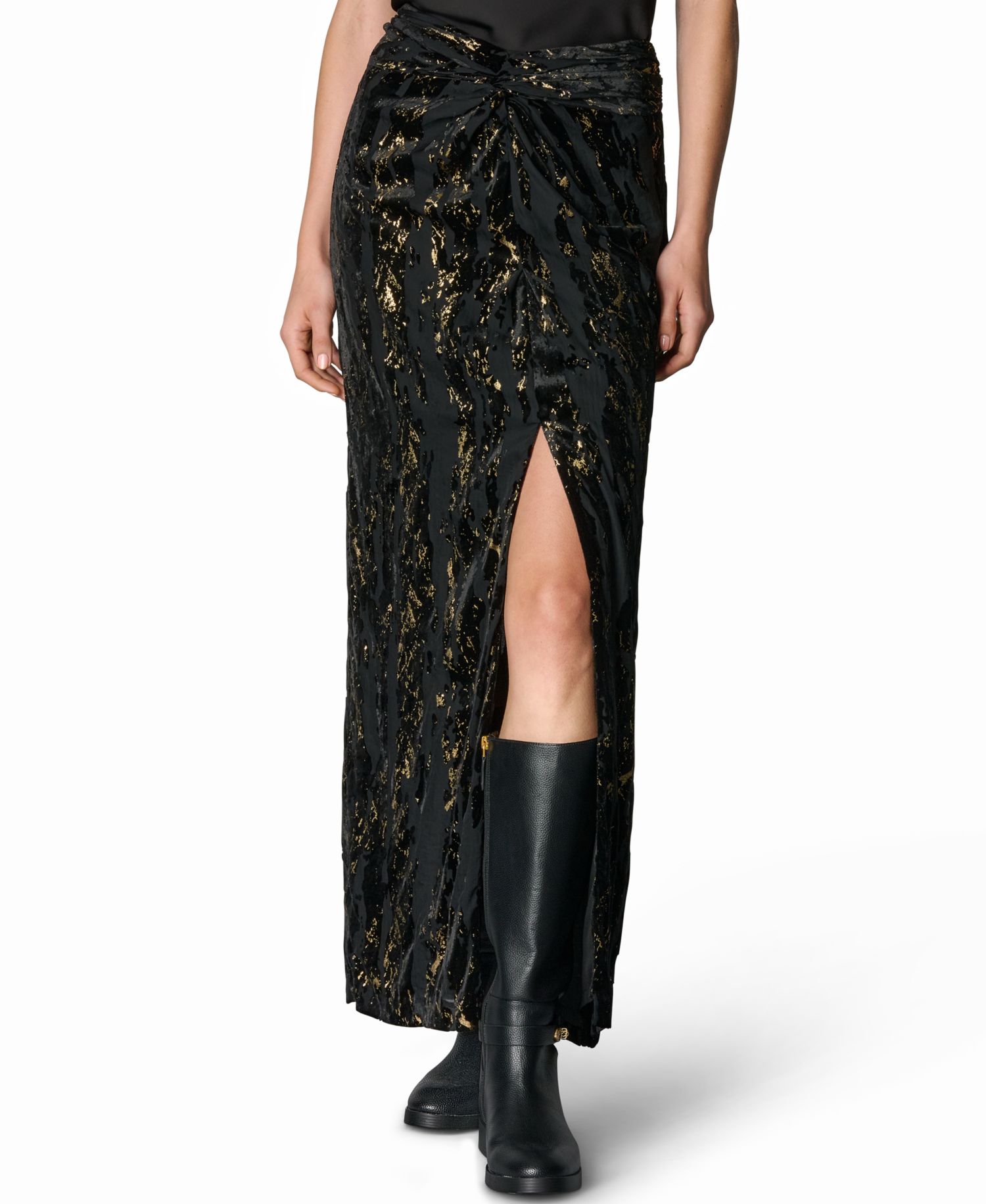 Women's Front-Knot Burnout Maxi Skirt