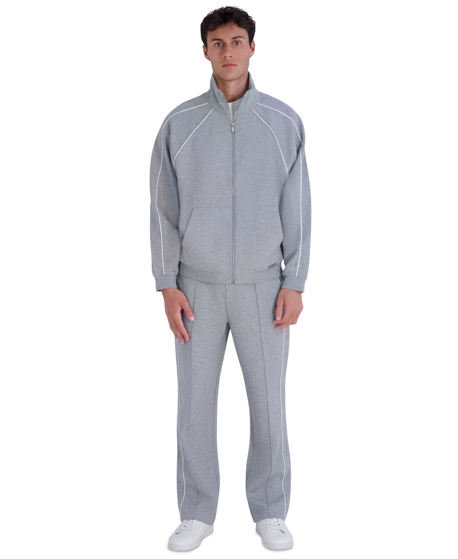 Men's Metal Logo Patch and Piping Detail Ponte Track Jacket