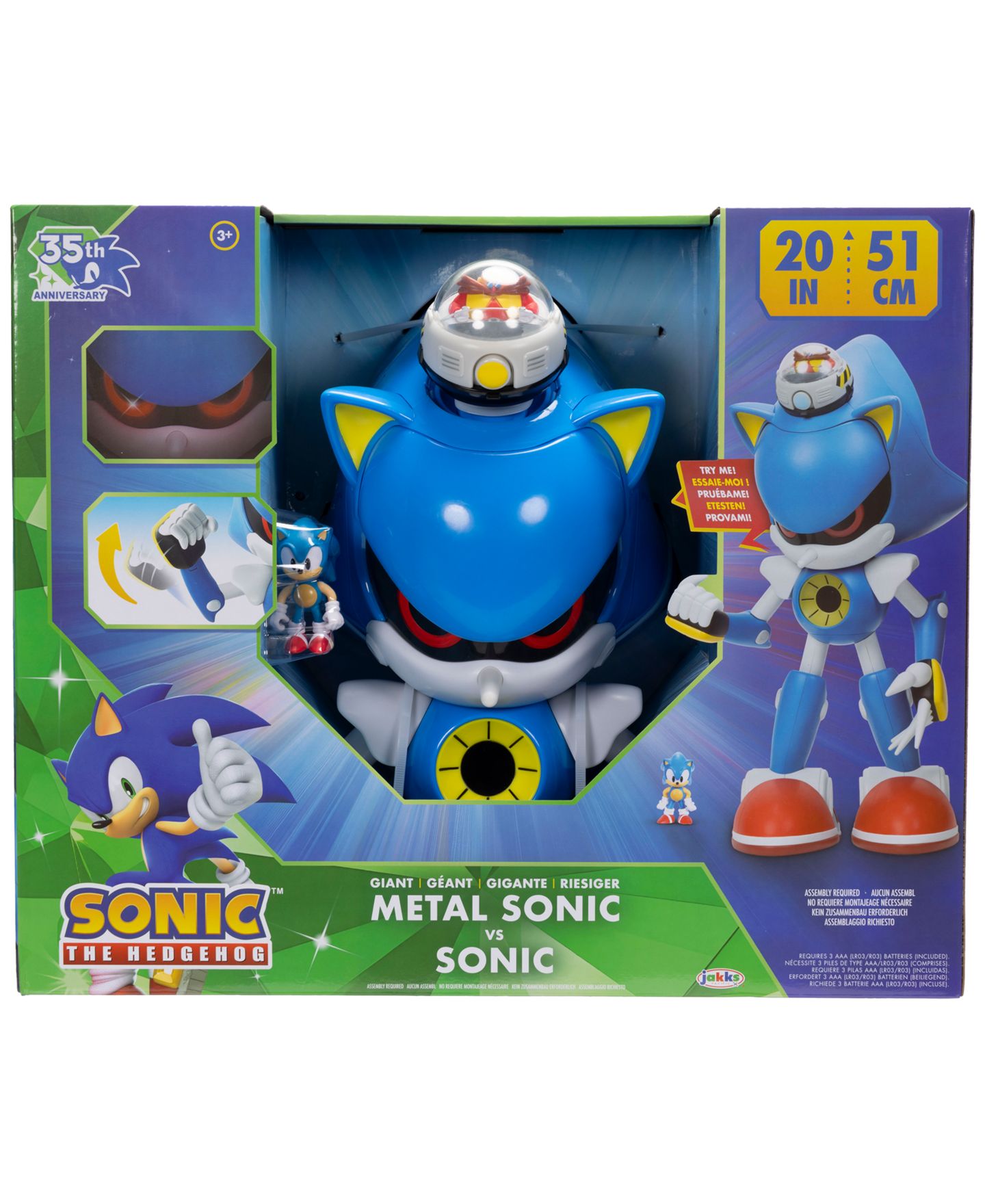 Детский игровой набор Sonic The Hedgehog Giant Metal Light-Up Eyes 2-Piece Playset, Ages 3+ — фото 4