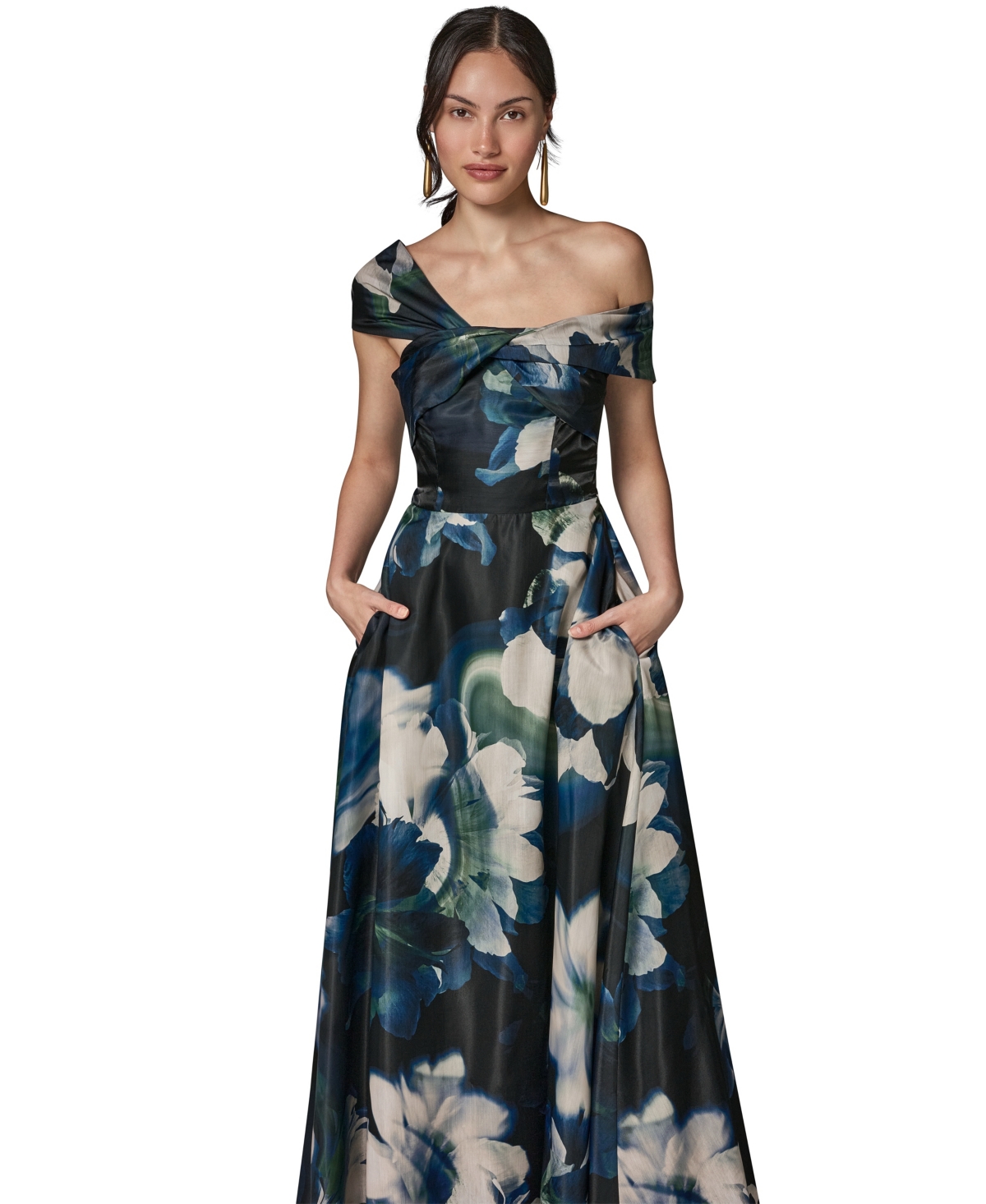 Donna Karan New York Women's Off-the-Shoulder Printed Dress
