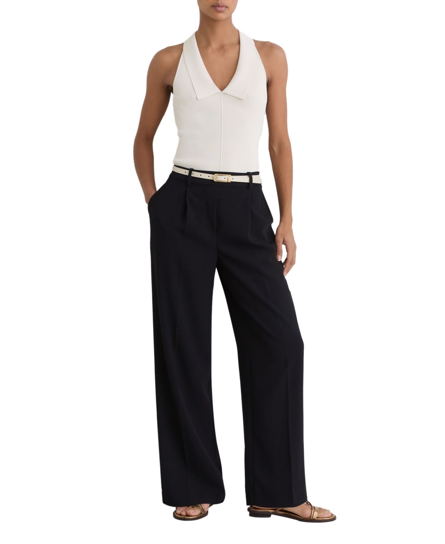 Women's Eden Elasticated-Waist Wide-Leg Twill Trousers